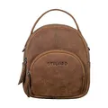 Produktbild: STILORD 'Polina' Frauen Mini Daypack Leder XS City Backpack Tagesrucksack Klein Leder Stadtrucksack Kleine Handy Schultertasche Damen Casual Bag, Farbe:tarragona - braun