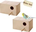 Produktbild: 2er Set Nistkasten Zuchtkasten Vogelhäuschen Vogelnest Vogel Brutkasten mit Nistmulde Wellensittich Papagei Exoten 22x13x14 cm