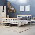 Produktbild: Homestyle4u Holzbett 140x200 Weiß Doppelbett Lattenrost Kopf- und Fußteil
