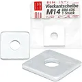 Produktbild: Lun Fix Quadratische Unterlegscheibe M14 40x40x6,0mm DIN 436 1 Stk. Vierkantscheibe verzinkter Stahl Flache Vierkantscheiben für Bolzen Gewindestangen Rechteckige Unterlegscheiben mit Rundem Loch