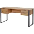 Produktbild: Schreibtisch, Eiche, Metall, 3 Schubladen, rechteckig, Kufe, Flachrohr, 60x76.2x152.4 cm, Stauraum, in verschiedenen Holz-Dekoren erhältlich, Arbeitszimmer, Schreibtische, Bürotische