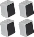 Produktbild: 4er Set Feuchtraum Wechselschalter Serie TAFF Aufputz Schalter IP44 250V grau
