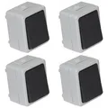 Produktbild: 4er Set TAFF Feuchtraum Wechselschalter IP44 Aufputz Schalter AP 250V 10A grau