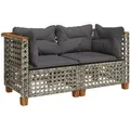 Produktbild: vidaXL Garten-Ecksofas mit Kissen 2 Stk. Grau Poly Rattan
