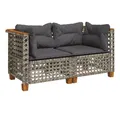 Produktbild: vidaXL Loungesofa Garten-Ecksofas mit Kissen 2 Stk. Grau Poly Rattan, 2 Teile