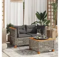 Produktbild: vidaXL Gartenlounge-Set, Garten-Ecksofas mit Kissen 2 Stk. Grau Poly Rattan