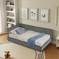 Produktbild: Einzelbett 90*200 cm, hautfreundliches Samtdesign, Kinderbett mit hoher Rückenlehne,Dark Gray (ohne Matratze)