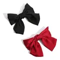 Produktbild: Bangbobi Haarschleife Damen - Rote Schleife Haare - Satin Haarspange Clip für Frauen - Große Haarschleifen in Schwarz und Rot (2 Stück)