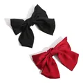 Produktbild: Haarschleife Damen - Rote Schleife Haare - Satin Haarspange Clip für Frauen -...