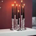 Produktbild: Kerzenständer MODERN BAROCK 30cm 9-flammig silber Aluminium poliert Kerzenhalter