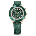 Produktbild: Swarovski Octea Chrono Uhr, Grüne Damenuhr mit Lederarmband und Strahlenden Swarovski Kristallen