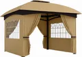Produktbild: Outsunny Pavillon ca. 3,4x3,4 m wasserabweisend Gartenpavillon mit 4 Seitenteilen, Doppeldach, Partyzelt mit UV-Schutz Gartenzelt