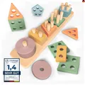 Produktbild: Sweety Fox Montessori Spielzeug ab 1 Jahr - Holz Sortier & Stapelspielzeug, 1 2