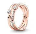 Produktbild: Pandora Fingerring Pandora Dreifach-Ring 14Karat rosévergoldet, Cubic Zirkonia