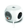 Produktbild: ACT Steckdosenwürfel mit USB,3-Fach Steckdosenleiste USB, USB-A 3-Port, mit Schalter, Mehrfachsteckdose Würfel Kabellänge 3m - AC2410