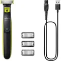 Produktbild: Philips OneBlade Bartschneider, Haarschneider, Körperhaartrimmer, Präzisions Trimmer, Rasierer abwaschbar, USB-Ladefunktion lime green, Grau
