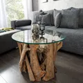 Produktbild: Teak Couchtisch TORA-rund ca. D60cm Recycled Wood Wohnzimmertisch Beistelltisch