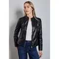 Produktbild: Bikerjacke STREET ONE, Damen, Gr. 34, schwarz, Stoff, 100% Polyester, unifarben, normal normal, hoch geschlossener Ausschnitt, Bündchen, Jacken, mit Stehkragen