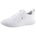 Produktbild: Tommy Hilfiger CORPORATE KNIT RIB RUNNER Sneaker, Freizeitschuh, Halbschuh, Schnürschuh mit seitlicher Logoflagge weiß 41 EU