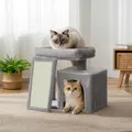 Produktbild: Feandrea Kratzbaum klein, Katzenbaum mit Kratzrampe und großer Plattform, Katzenkratzbaum mit Höhle, 44,6 cm hoch, taubengrau