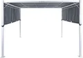 Produktbild: BELIANI Garten Pergola Grau mit Dach LED-Beleuchtung Sonnenschutz Gartenausstattung Wasserabweisend Quadratisch Garten-Möbel Terrassen-Möbel Pavillon