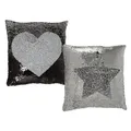 Produktbild: ootb Paillettenkissen, Stern und Herz, 40 x 40 cm