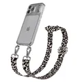 Produktbild: EAZY CASE Handykette - Verstellbares Taschenband kompatibel mit iPhone 17 Pro Max, Schulterriemen, Handykordel mit Silikon Hülle, Umhängetasche, Leo - Schwarz Beige Silber