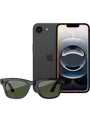 Produktbild: iPhone 16e 128 GB Obsidian + Ray-Ban Meta Wayfarer - Shiny Black Green
