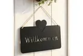 Produktbild: Levandeo® Metallbild, Türschild Willkommen Eisen Modernes Hängeschild Schwarz Matt 25x16cm