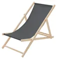 Produktbild: ECD Germany Liegestuhl klappbar aus Holz, Anthrazit, bis 120kg, 3 Liegepositionen, Sonnenliege Gartenliege Relaxliege Strandliege Strandliegestuhl