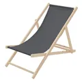 Produktbild: ECD Germany Liegestuhl klappbar Anthrazit, aus Holz, Sonnenliege mit 3-Fach verstellbarer Rückenlehne, Strandliege bis 120kg, Gartenliege, Strandstuhl wetterfest, Relaxliege für Garten Balkon Terrasse