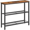 Produktbild: HOOBRO Schmaler Konsolentisch, Beistelltisch mit 2 Ablagen, Sofatisch, Flur, Eingang, Wohnzimmer, Schlafzimmer und Büro, Vintagebraun und Schwarz EBF73XG01