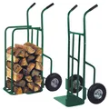 Produktbild: Toolland Brennholzwagen für Kaminholz, grüner Holzwagen mit Luftreifen, Stahl...