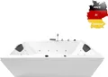 Produktbild: Basera BASIC Indoor Whirlpool Badewanne Naxos 190 x 90 cm mit 16 Massagedüsen, Wasserfall, LED-Ambiente