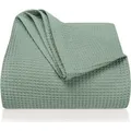 Produktbild: Laynenburg Tagesdecke LAYNENBURG Tagesdecke Waffelpique Baumwolle 150x200–240x260 cm, Wohndecke als Sommerdecke, Bett-Überwurf, Couch-Überwurf, Sofa-Decke grün 240 cm x 260 cm