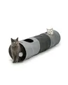 Produktbild: lionto Katzentunnel mit Spielball, 30x130 cm, Faltbarer erweiterbarer Spieltunnel aus pflegeleichtem Faux-Linen-Material für Katzen, Robustes Katzenspielzeug, 30 cm Durchmesser