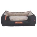 Produktbild: TRIXIE Hundebett Föhr eckig 60 x 50 cm, mit Tragegriff – schwarz/Sand | Gemütliches Hundekörbchen, weich und waschbar – für kleine & große Hunde, angenehm weicher Liegekomfort – Be Nordic