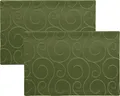 Produktbild: Erwin Müller Tischset im 2er-Pack, Platzset Oberhausen, Damast Ranken dunkelgrün Größe 35x50 cm - pflegeleicht, bügelleicht, mit Kuvertsaum