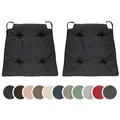 Produktbild: sleepling 2er Set Stuhlkissen, Sitzkissen für Indoor und Outdoor, mit Klettverschluss, 100% Mikrofaser, Made in EU, Maße: 42 (vorne) 35 (hinten) x 40 x 5 cm, schwarz