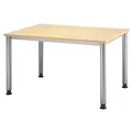 Produktbild: HAMMERBACHER Orbis höhenverstellbarer Schreibtisch ahorn rechteckig, 4-Fuß-Gestell silber 120,0 x 80,0 cm