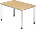 Produktbild: HAMMERBACHER Schreibtisch Schreibtisch 4-Fuß-rund 120x80cm Ahorn/Silber