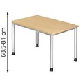 Produktbild: Hammerbacher Schreibtisch H-Serie, ahorn / silber, höhenverstellbar, 120 x 68,5-81 x 80cm