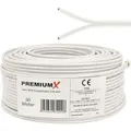 Produktbild: PremiumX 50m Sat Koaxialkabel Twin Mini 2 x 4 mm Weiß – extra dünn & 2-fach geschirmt – platzsparendes TV Antennenkabel für SAT | DVB-T | Twin