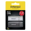 Produktbild: Intenso USB Stick 32GB Speicherstick Alu Line silber, anthrazit 2er Pack