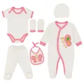 Produktbild: Blue Eyes Neugeborenen Baby Geschenk Set 100% natürliche Baumwolle Erstausstattung Erstlingsausstattung Ausstattung Mädchen Kleidung Geschenkset Babyausstattung für Babys 0-4 Monate (Pink)