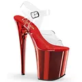 Produktbild: Pleaser Damen FLAMINGO-808 Offene Sandalen, Transparent (CLR/Red Chrome)