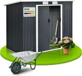 Produktbild: Juskys Metall Gerätehaus M mit Pultdach, Schiebetür & Fundament - 4m³ - Anthrazit