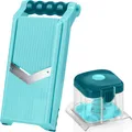 Produktbild: Nicer Dicer Chef Professional Verstellbarer Gemüsehobel | Set 2-tlg. - V-Klinge, Scheibenschneider, mit Handy Hopper, inkl. Schutzabdeckung
