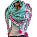 Produktbild: Zwillingsherz Damen Dreieckstuch Zickzack Türkis Blau Schal Tuch (9 042) 💎 NEU