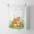 Produktbild: Ambiente Geschirrtuch Trockentuch Küchentuch kitchen towel 50x70cm 100% Baumwolle Eichhörnchen Wiese Blumen Frühling Sommer
